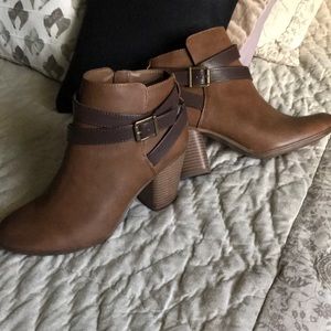 brown strappy booties